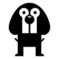 Sticker - minimal funny Dog vector big head thin body silhouette, silhouette