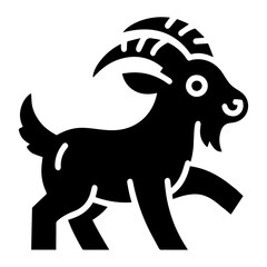 Sticker - minimal funny goat character vector silhouette, black color silhouette, white background