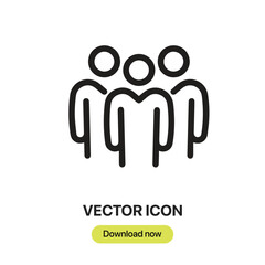 Poster - Team icon vector. Linear-style sign for mobile concept and web design. Team symbol illustration. Pixel vector graphics - Vector.