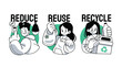© Jeerawat - Reduce, Reuse, Recycle 3R Concept Symbol with People Vector Illustration