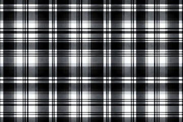 Wall Mural - Black white plaid pattern seamless graphic. Tartan Scottish check plaid for flannel shirt, blanket, scarf, throw, duvet cover, upholstery, or other modern retro casual fabric design.