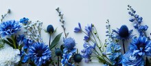 Arranged Blue Flowers With Text Space.