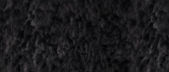 Long black fur. Seamless background or texture.