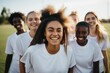 © CojanAI - Group portrait of female soccer team on football field