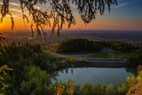 Fototapeta Do pokoju - Widok na jezioro i zachód słońca