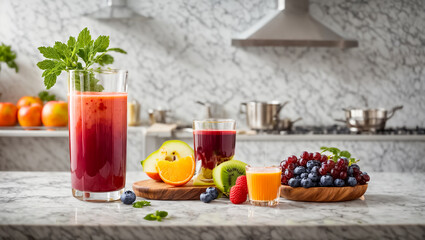Poster - Fresh juice from various fruits and berries vitamin