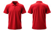 Front and back red polo shirt mockup, cut out