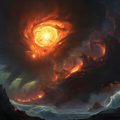 Wall Mural - Doomsday, the explosion of the sun and the destruction of the world. Generative Ai