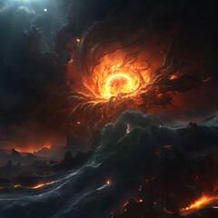 Wall Mural - Doomsday, the explosion of the sun and the destruction of the world. Generative Ai