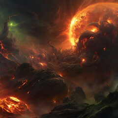 Wall Mural - Doomsday, the explosion of the sun and the destruction of the world. Generative Ai