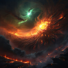 Wall Mural - Doomsday, the explosion of the sun and the destruction of the world. Generative Ai