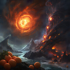 Wall Mural - Doomsday, the explosion of the sun and the destruction of the world. Generative Ai