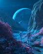 Astronauten auf fremden Planeten - blau und pink