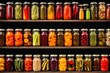 Many canned food in jars in one rule.
