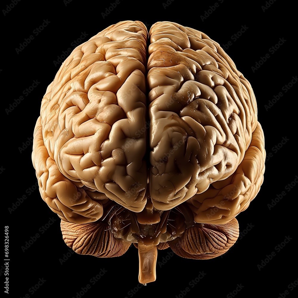 AI generated illustration of a 3D model of a human brain from a top ...
