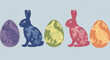 pattern illustration of easter bunny and eggs on smooth background
