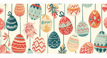 Pattern Illustration Of Easter Bunny And Eggs On Smooth Background