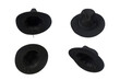 natural black felt hat wide brimmed hat isolated on white background head protection and style