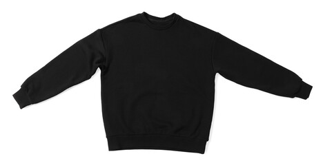 Poster - Stylish black sweater isolated on white, top view