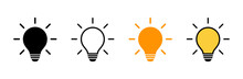 Lamp Icon Set Vector. Light Bulb Sign And Symbol. Idea Symbol.