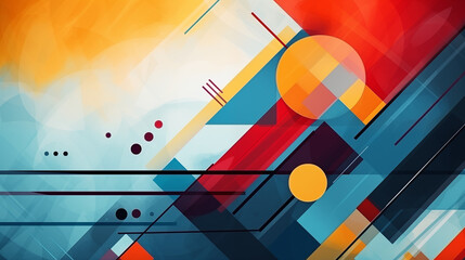 Wall Mural - colorful abstract background with geometric shapes and lines, Ai generated image