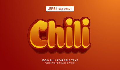 Wall Mural - Design editable text effect, chili text vector illustration