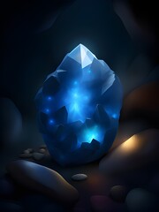 Wall Mural - blue gem in the dark cave