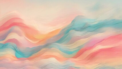 Canvas Print - Background of wavy lines of pastel abstract horizon, motion