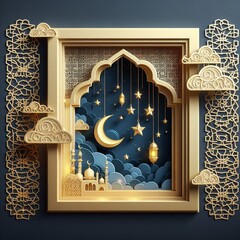 Abstract ramadan islamic background image.generative AI