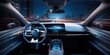 autonomous futuristic car dashboard concept with HUD and hologram screens and infotainment system