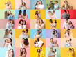 © Pixel-Shot - Big collage of hugging people on color background