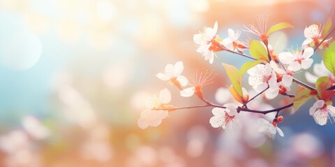 Wall Mural - Beautiful floral spring abstract background. nature summer background Blooming branches with flowers. Bright spring easter background