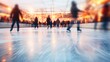 © brillianata - Ice skating rink in winter. Happy moments spent together. Blurred background