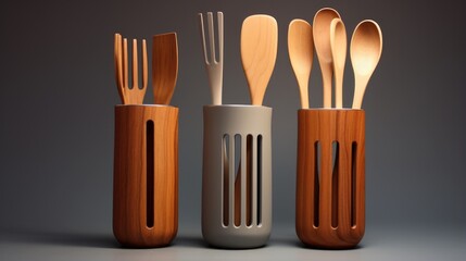 Contemporary kitchen utensils in a flat and modern style.