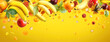 Banner with colorful yellow bananas