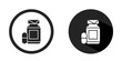 Drug bottle logo. Drug bottle icon vector design black color. Stock vector.