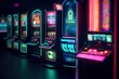 Entertainment area illuminated casino machines night