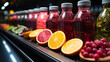 © andranik123 - Juice bottles with fruit on a conveyor belt.
