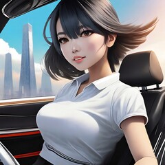 車を運転する女性