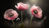 Fototapeta Kwiaty - Maki, wiosenne kwiaty, na ciemnym tle, dekoracja ścienna, generative ai