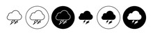 Thunderstorm Vector Icon Set. Storm Weather Cloud Lightning Vector Illustration. Rain Thunder Sign Suitable For Apps And Websites UI Designs.
