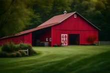 On A Verdant Lawn, A Red Barn