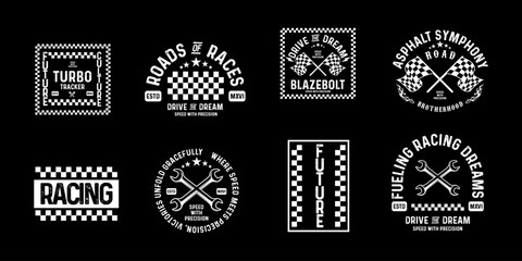 motorcycle racing badges club emblems tshirt design retro racing typography graphics