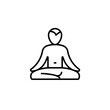 Yoga vector icon. Woman meditate vector illustration. Indian girl doing yoga sign. Calm yogi person vector illustration in black and white color.