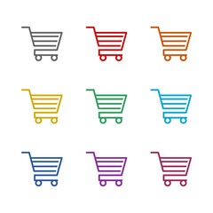 Wall Mural -  Shopping cart  icon isolated on white background. Set icons colorful