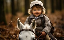 Playful Pony Little Boy In Adorable Equestrian Costume