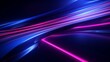 © Dzmitry Halavach - Neon blue and pink color strip wave paper on black. Abstract horizontal background