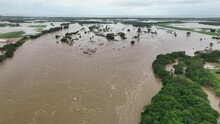 The overflow of the Barron River during the floods in Cairns after Cyclone Jasper.