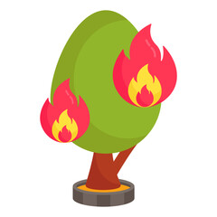 Sticker - Editable design icon of forest fire

