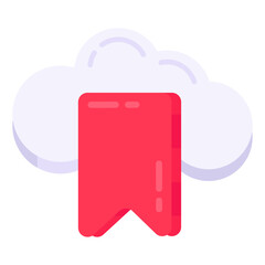 Sticker - Conceptual flat design icon of cloud bookmark

